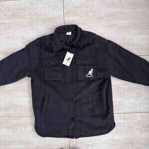 New H&M x Kangol Oversized Shirt Jacket Black Size Medium